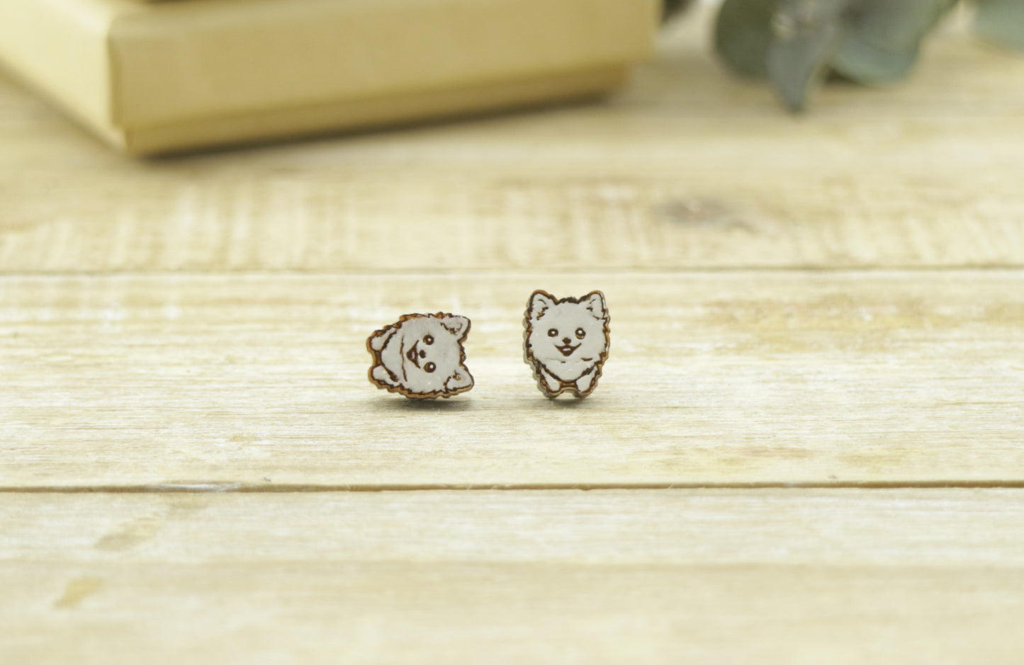 White Dog Head Earrings